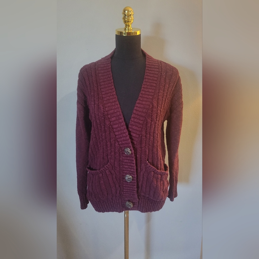 SO Women's Rich Burgundy Cardigan Sweater